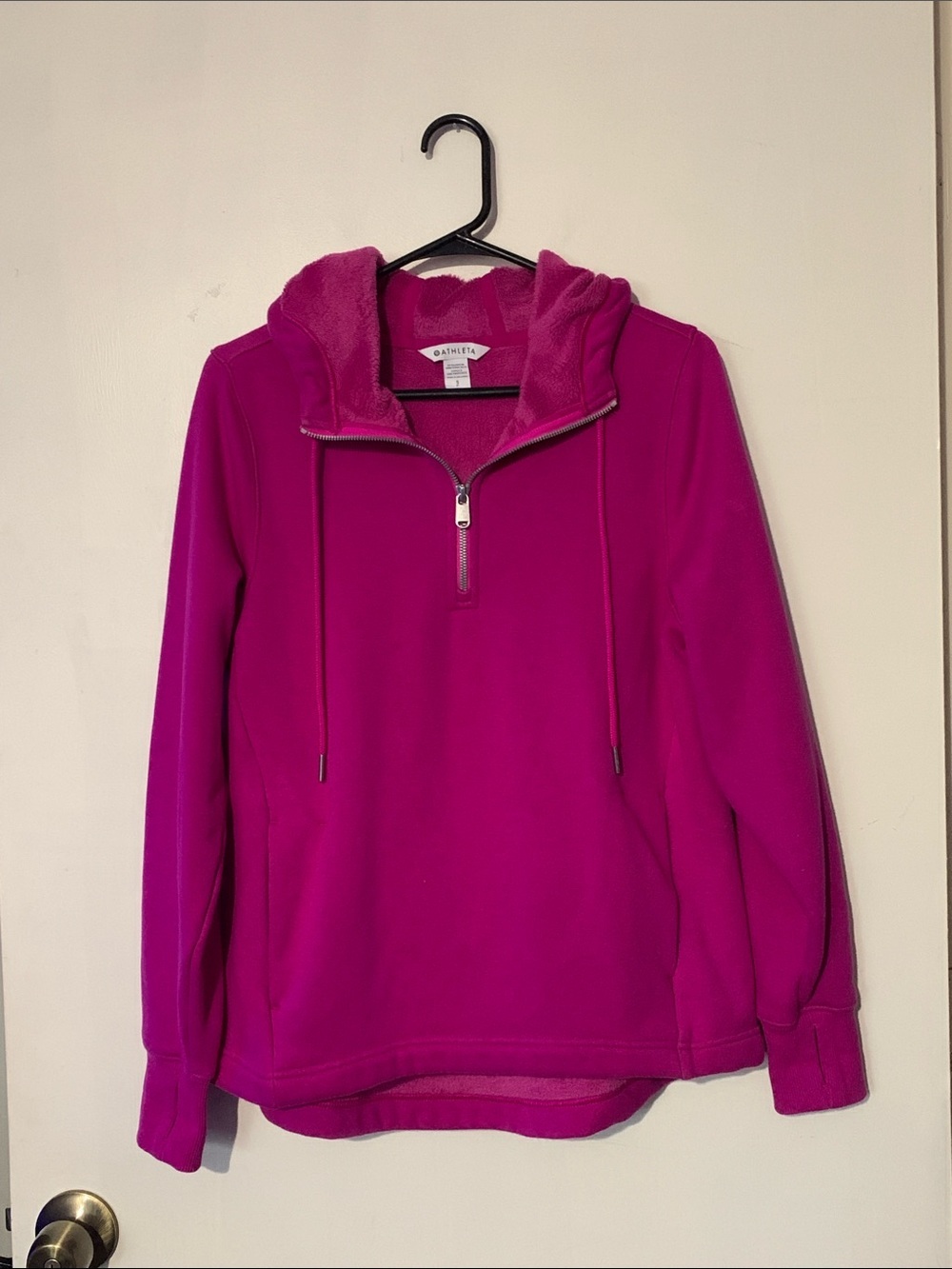 Athleta Bright Magenta Half-Zip Fleece Hoodie
